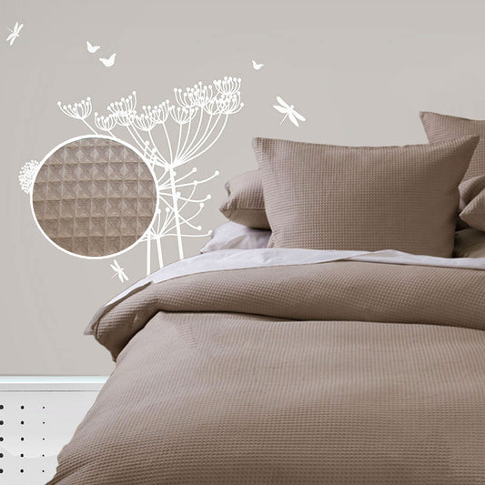 Waffle Quilt Cover Set - Linen - SINGLE