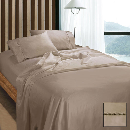 Ramesses 1100TC Egyptian Cotton Sateen Sheet Set Doeskin QUEEN
