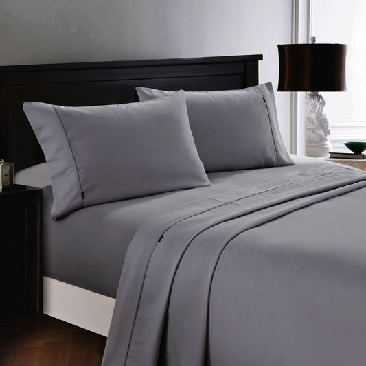 Deluxe Linen 1200TC Cotton Rich Sheet Set Charcoal KING SINGLE