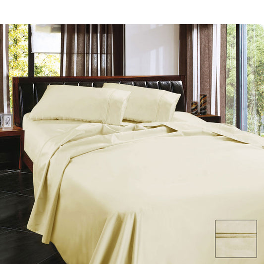 Ramesses 1450TC Egyptian Cotton Sateen Sheet Set Cream QUEEN