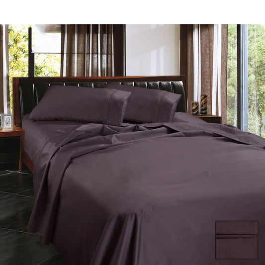 Ramesses 1450TC Egyptian Cotton Sateen Sheet Set Eggplant QUEEN