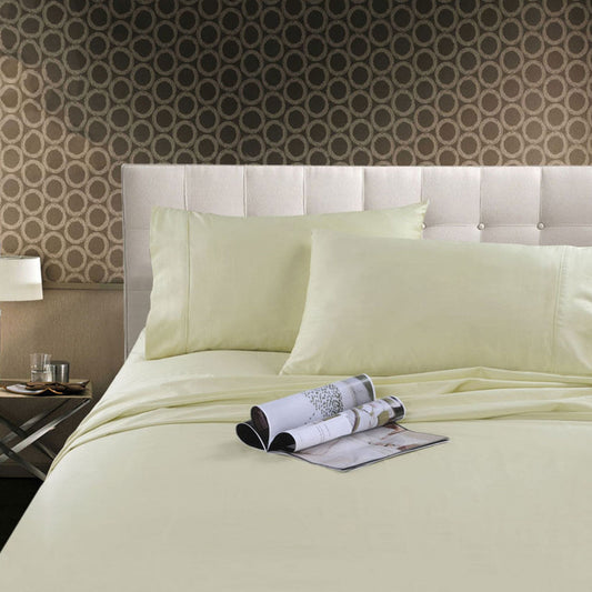 Kingtex 300TC Cotton Sheet Set Cream SINGLE