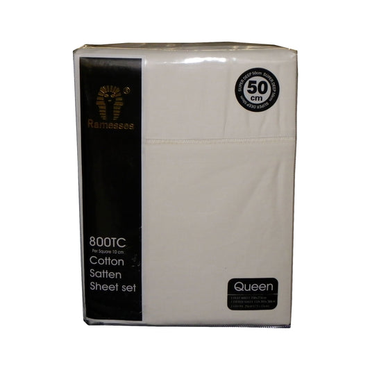 800TC Ramesses Cotton Sateen Sheet Set Cream KING