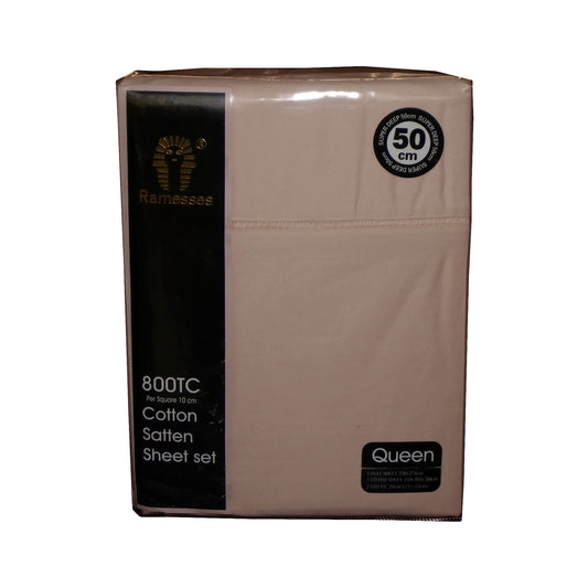 800TC Ramesses Cotton Sateen Sheet Set Linen KING