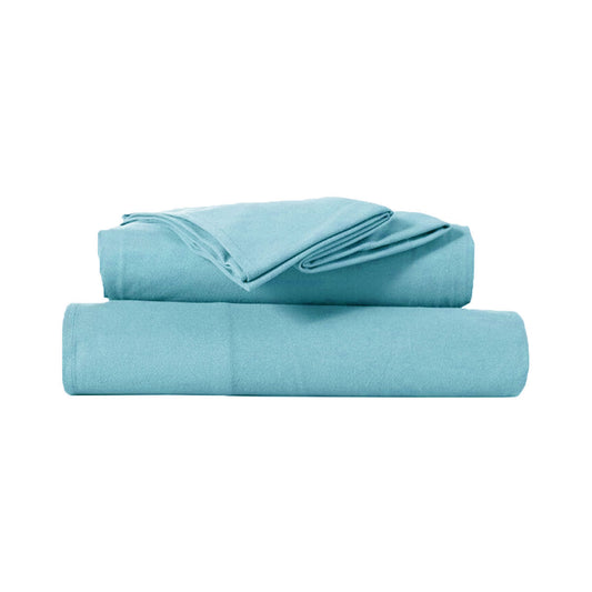 Kingtex Ultra-Soft Micro Flannel Sheet Set 40 cm Wall Aqua DOUBLE