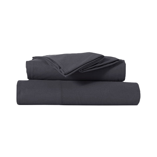 Kingtex Ultra-Soft Micro Flannel Sheet Set 40 cm Wall Charcoal SINGLE