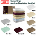 Ramesses 1000TC American Pima Cotton Narrow Stripe Sheet Set Ice Blue King