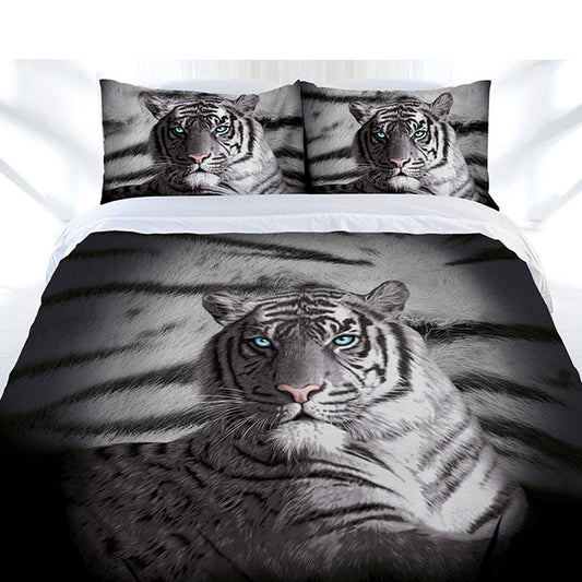 Just Home Blue Eyes Stripes Tiger Quilt Cover Set DOUBLE