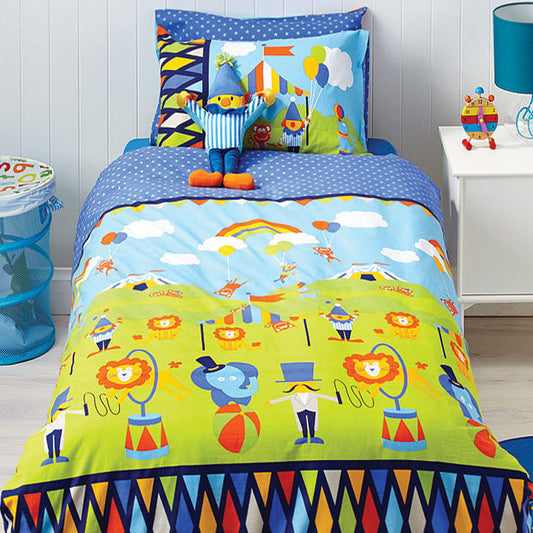Cubby House Reversible Circus Fun Quilt Cover Set DOUBLE