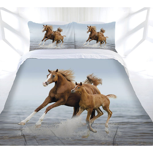 Just Home Frolicking Horse Quilt Cover Set QUEEN