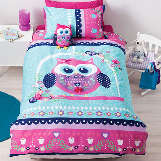 Cubby House Reversible Pretty Owl Quilt Cover Set SINGLE