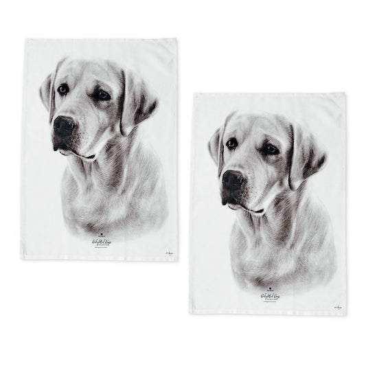 Dogs Cotton Kitchen Tea Towels 50x70cm Labrador Set of 2