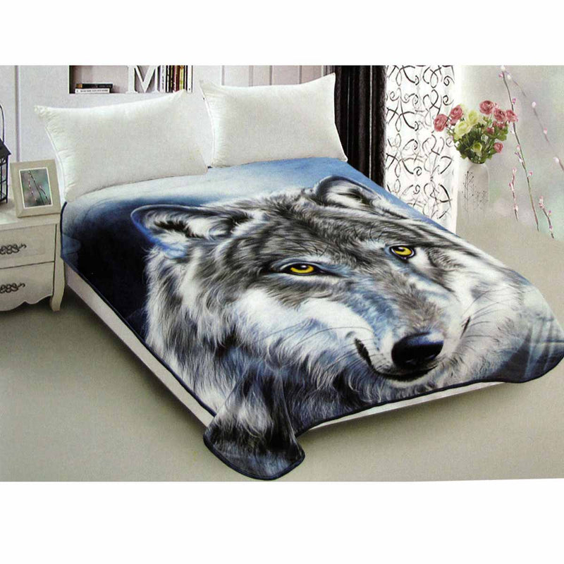 Giselle 800GSM Mink Blanket Queen 200x240cm Wolf Reversible