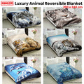Giselle 800GSM Mink Blanket Queen 200x240cm Wolf Reversible