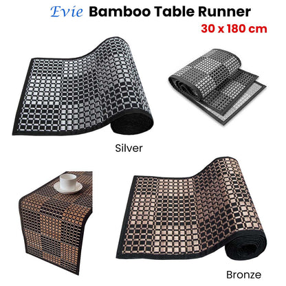 Evie Bamboo Table Runner 30 x 180cm Silver