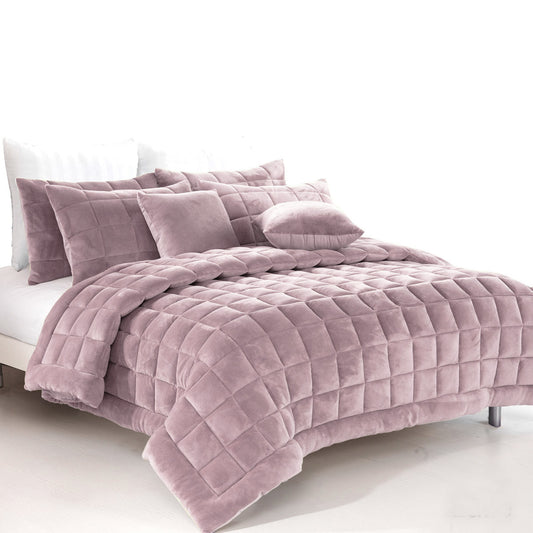 Alastairs Augusta Faux Mink Quilt / Comforter Set Blush KING