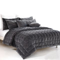 Alastairs Augusta Faux Mink Quilt King Charcoal Comforter Set