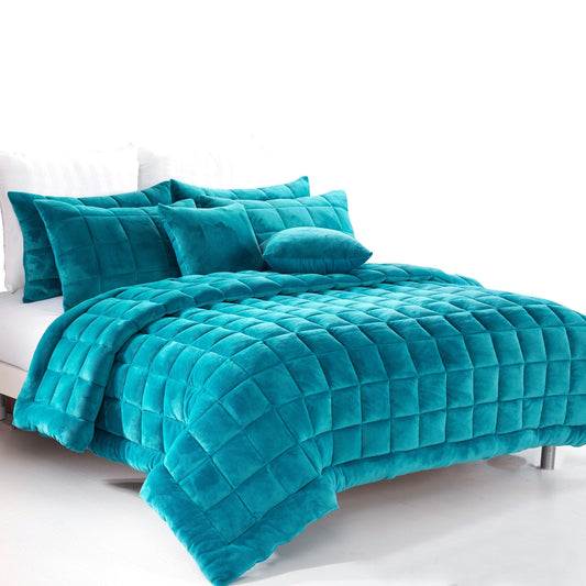 Alastairs Augusta Faux Mink Quilt / Comforter Set Emerald Green KING