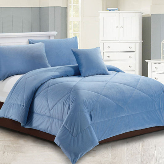 Georges Fine Linens Carrington Quilt / Comforter Set Chambray Blue SUPER KING