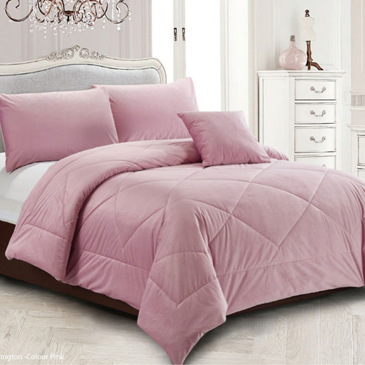 Georges Fine Linens Carrington Quilt / Comforter Set Pink KING