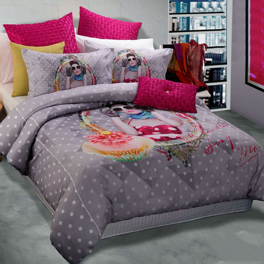 Georges Fine Linens Vogue Silver Quilt Cover Set - QUEEN
