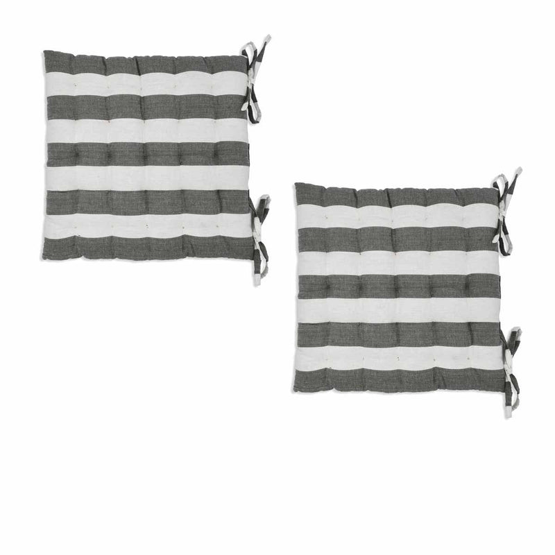 Rans Set of 2 Alfresco Stripe Chair Cushion Pads 40 x 40 cm Black
