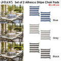 Rans Set of 2 Alfresco Stripe Chair Cushion Pads 40 x 40 cm Blue