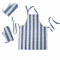 Rans Set of 3 Alfresco Stripe Cotton Apron & Oven Gloves Set Blue