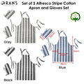 Rans Set of 3 Alfresco Stripe Cotton Apron & Oven Gloves Set Blue