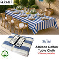 Rans Blue Alfresco Stripes Cotton Tablecloth - Choose from 2 sizes 150cm x 300cm