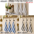 Rans Alfresco Stripes Cotton Set of 3 Tea Towels 45 x 65 cm Black