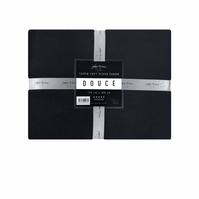 Jenny Mclean 300GSM Douce Super Soft Plush Throw 130 x 180 cm Black