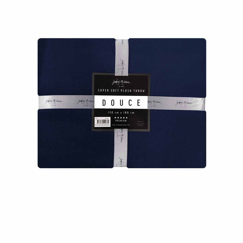 Jenny Mclean 300GSM Douce Super Soft Plush Throw 130 x 180 cm Navy