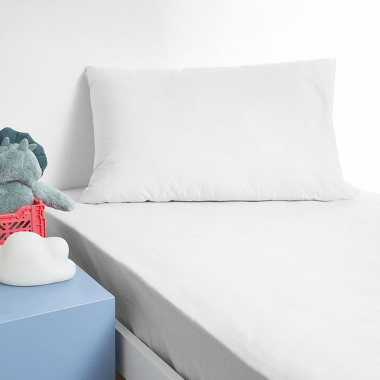 Minikins Junior Cotton Combo Fitted Sheet Set White SINGLE