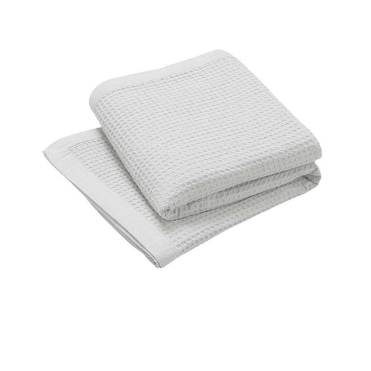 Living @ Home 350gsm 100% Cotton Breathable Waffle Blanket SINGLE 180 x 230 cm White