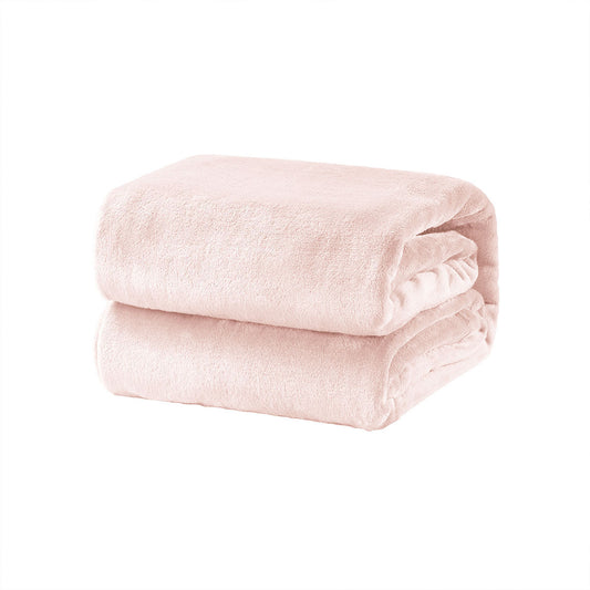 Super Soft Micro Flannel Plush Blanket SINGLE 150 x 220 cm Blush