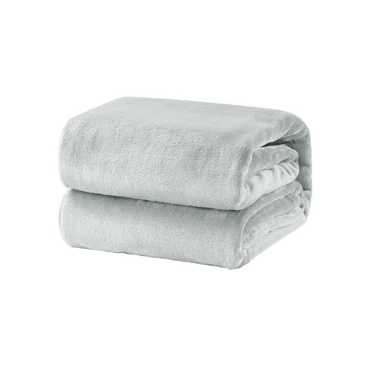 Super Soft Micro Flannel Plush Blanket SINGLE 150 x 220 cm Grey