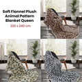Animal Pattern Soft Flannel Plush Queen Size Blanket 220 x 240cm Leopard
