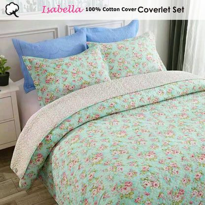 100% Cotton Cover Lightly Quilted Coverlet Set Isabella Multi Queen