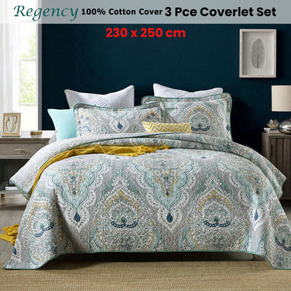 100% Cotton Cover Lightly Quilted Coverlet Set Regency Taupe Queen