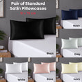 Pair of Standard Satin Silk Pillowcases with Envelope Closure 51 x 76 cm Navy