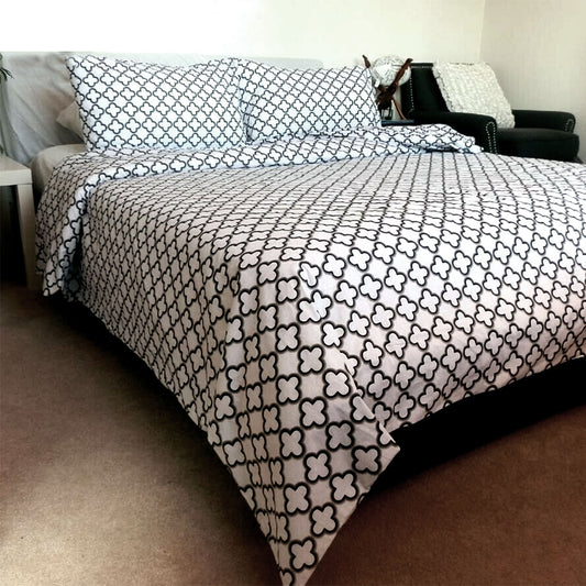 Mia White 100% Cotton Quilt Cover Set QUEEN