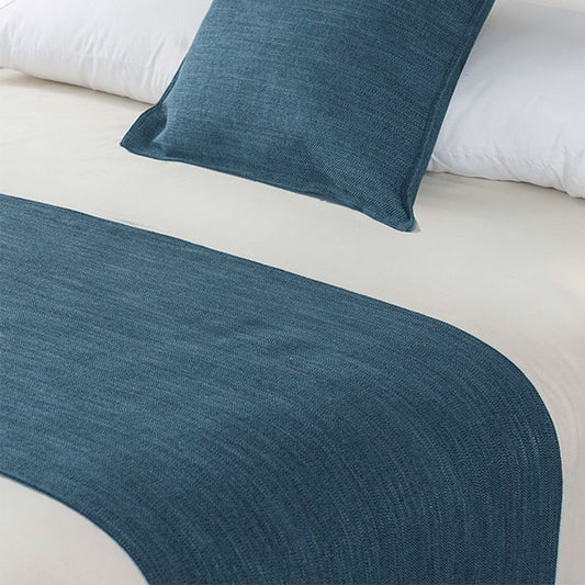 Jason Linen Look Marine Bed Runner SINGLE/KING SINGLE
