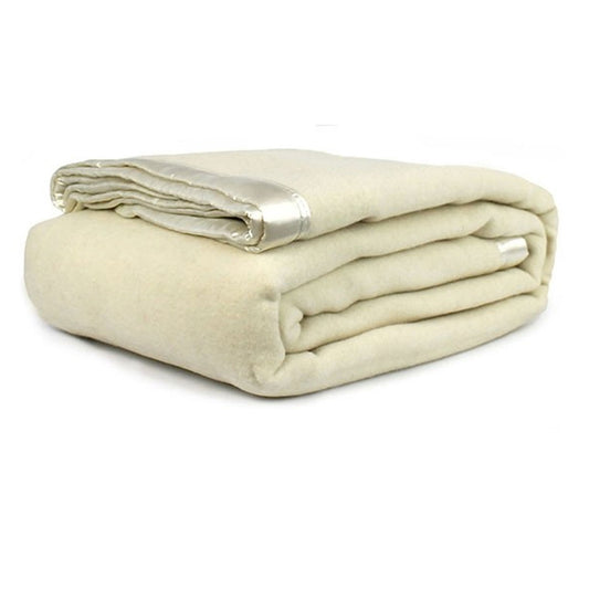 Jason 400GSM Australian Washable Wool Blanket Ivory SINGLE/DOUBLE