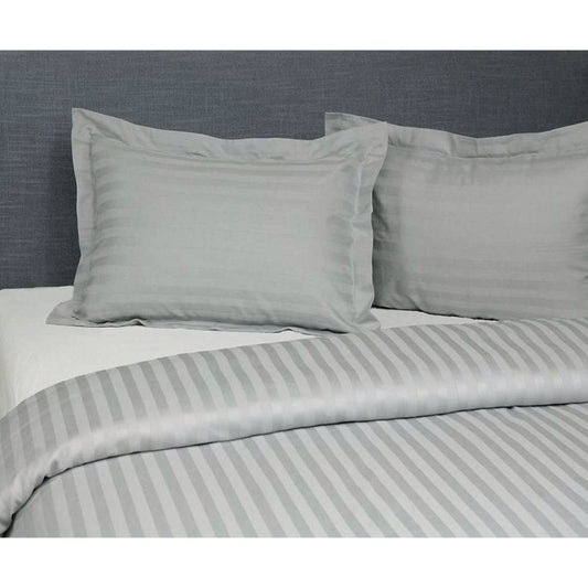 Jason Silver Satin Stripe Tailored Quilt Cover Set KING