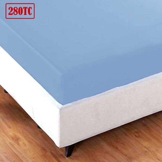 Jason Crisp Polyester Cotton Fitted Sheet Spring Blue - KING