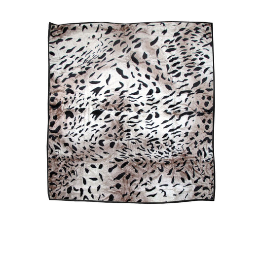 750gsm 3.5kg DOUBLE Layer Animal Print Faux Mink Blanket QUEEN 200x240 cm Taupe Jaguar