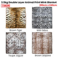 750gsm 3.5kg Double Layer Animal Print Faux Mink Blanket Queen 200x240 cm Brown Tiger