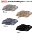 350gsm Soft Plain Faux Mink Blanket Single / King Single 160x220 cm Latte