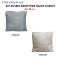 Eliot Checkered Double Sided Filled Cushion Square - 45cm x 45cm Pewter
